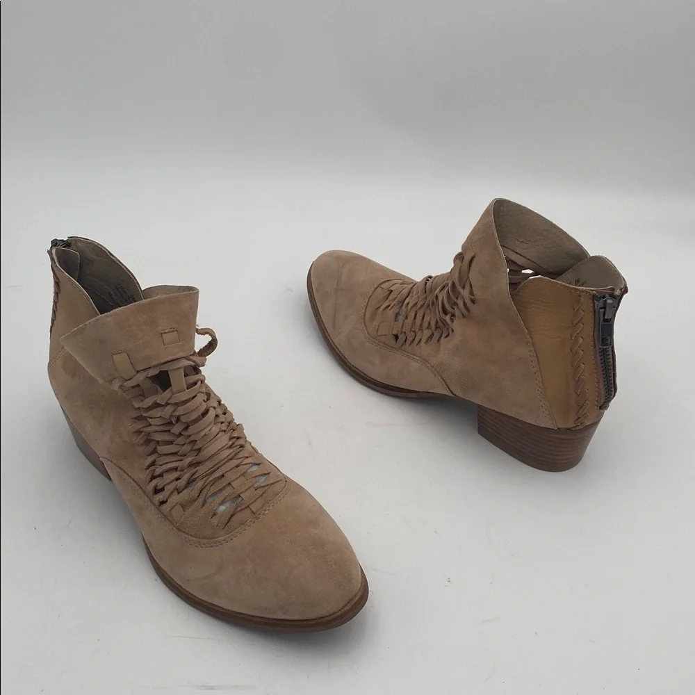 Coldwater creek Tan Leather Ankle Boots women 8M Suede casual office Festival